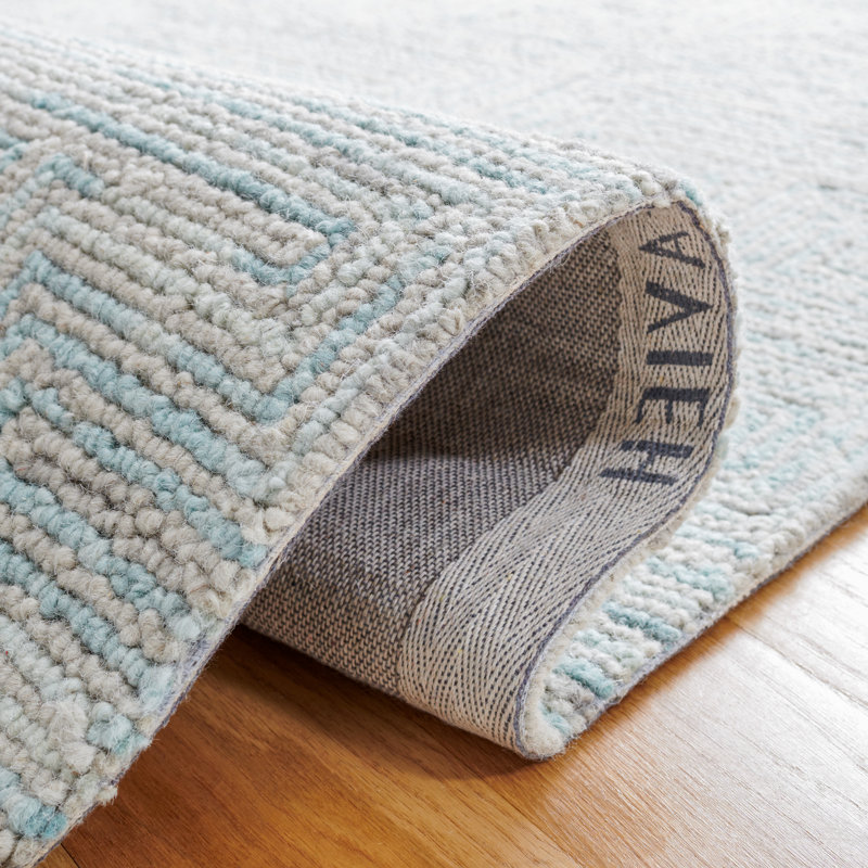 Gracie Oaks Brandea Handmade Wool Teal/Gray Rug Wayfair